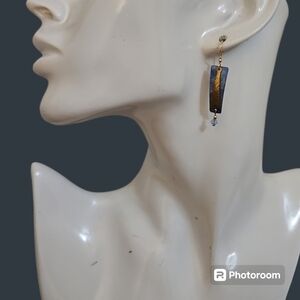 3/$30 SILVER FOREST Blue Linear Abstract Dangle Hook Earrings